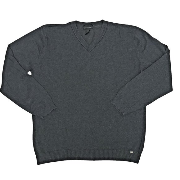 North End Men's Long Sleeve V-Neck Grey Pullover Sweater - Size Large - Picture 1 of 5